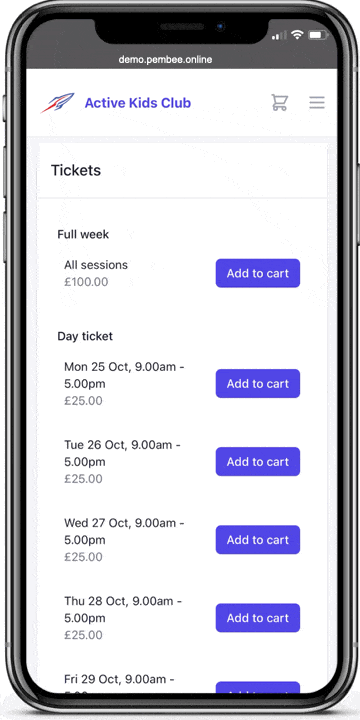 Set up multiple tickets and sell add-ons