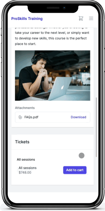 Streamlined event booking process