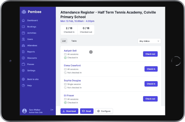 Paperless register and attendance tracking