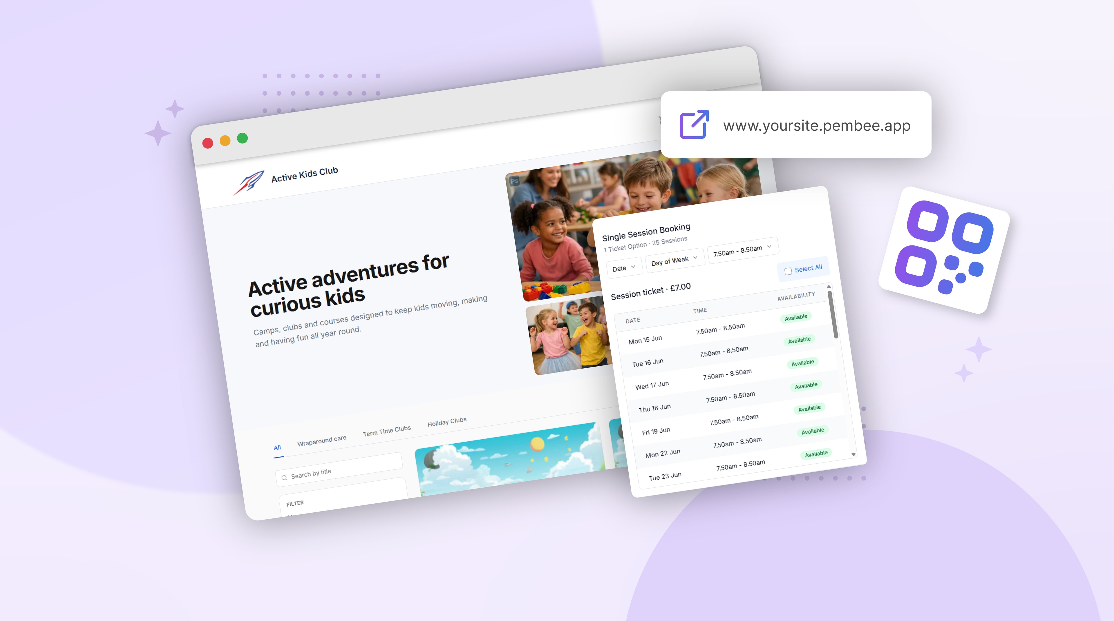 The customer-facing after school club booking page